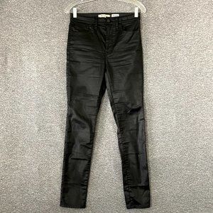 Madewell Women's Size 27 Black Coated Faux Leather 10" High Rise Skinny Pants